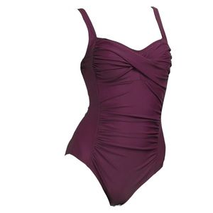 One Piece Women Twist Front Bathing Suit Purple size Large